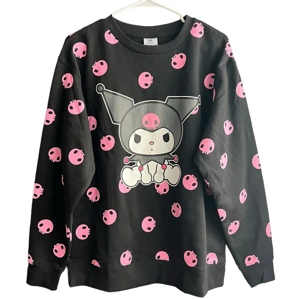 NWOT Sanrio Kuromi Black Pink-skull Sweatshirt Crewneck Size Small - Picture 1 of 5